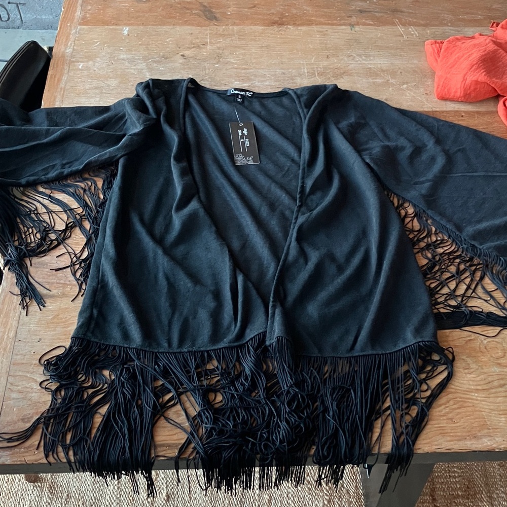 Elegant Black Fringe Cardigan